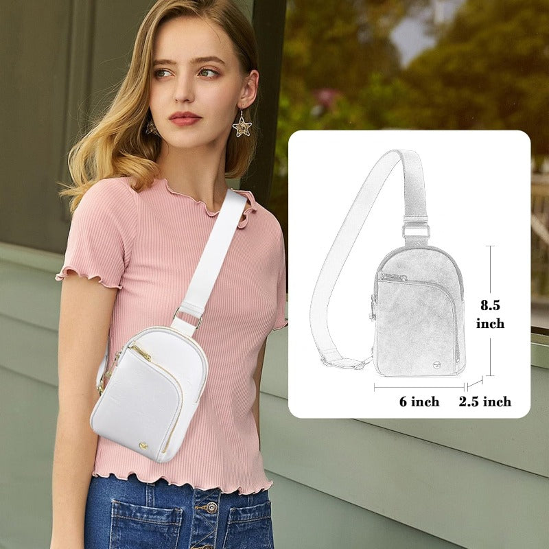 Women's RFID Blocking Anti-Theft Crossbody Sling Bag with Belt Bag - ic Closure Adjustable Strap, 8-Card Holder & D-Ring Sliding System, Spacious Travel Purse for Credit Cards\u002FPhone (Gift for Women) -