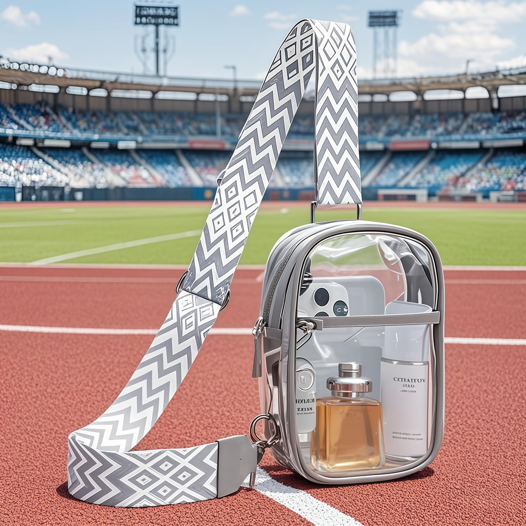 Stadium-Approved Premium Crossbody Bag with Adjustable Strap - Great for Concerts, Sports, And Outdoor Events - Durable, Easy to Clean, with Front Zip Pocket And Mesh Side Pockets - Perfect Gift for Women