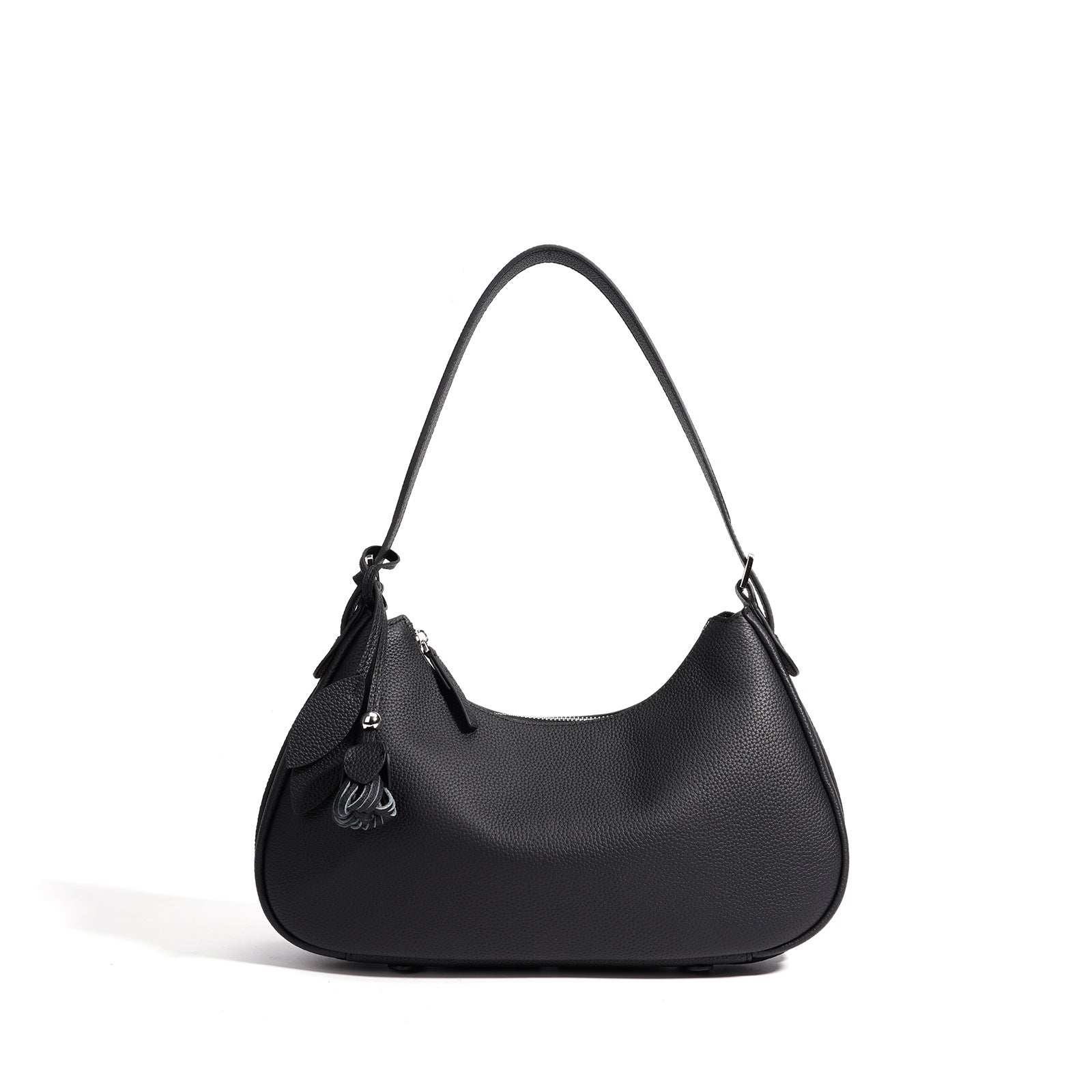 Niche Minimalist Design Underarm Bag for Women | First-layer Cowhide Crescent Bag, Candy-Colored, Handheld and Shoulder, Zipper Closure