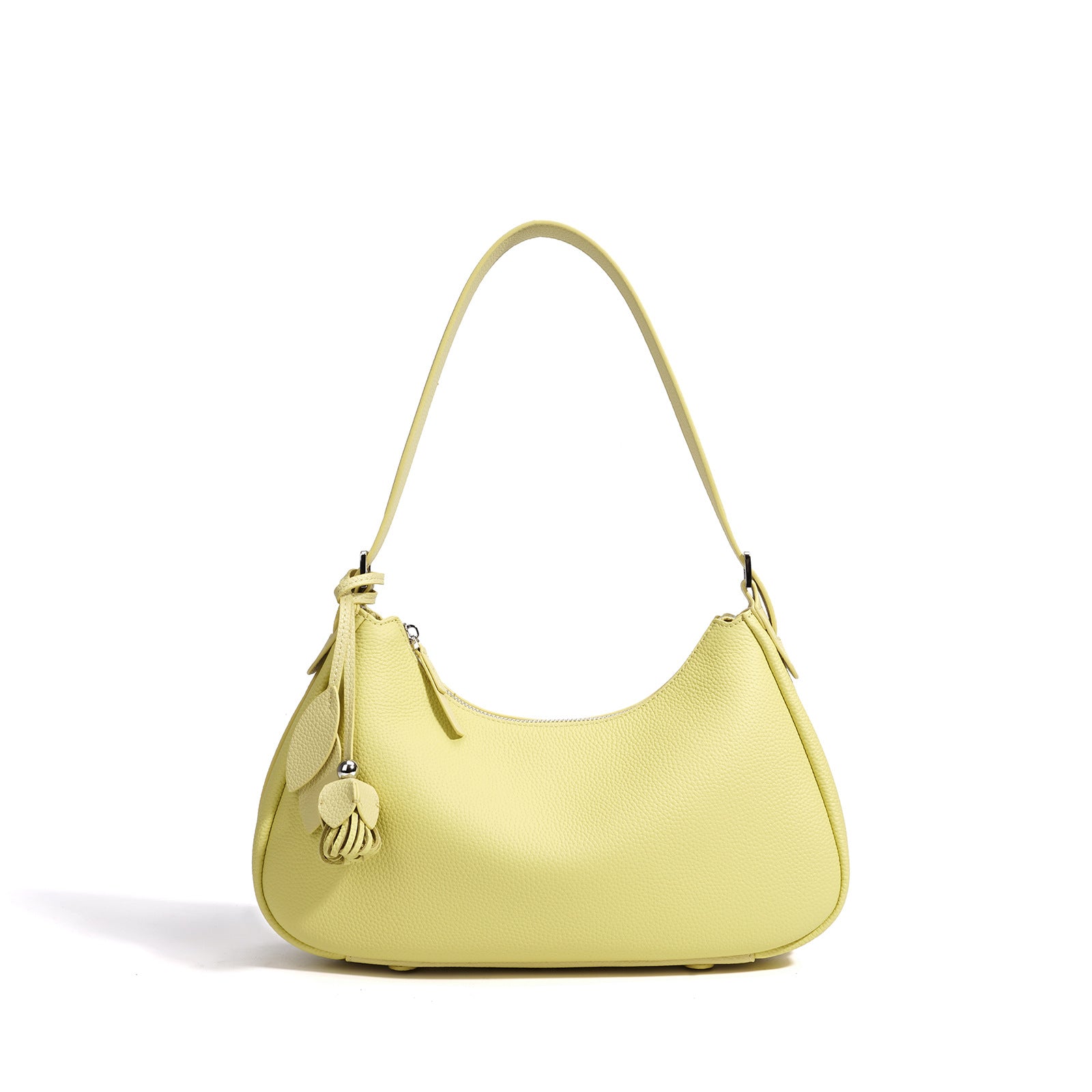 Niche Minimalist Design Underarm Bag for Women | First-layer Cowhide Crescent Bag, Candy-Colored, Handheld and Shoulder, Zipper Closure