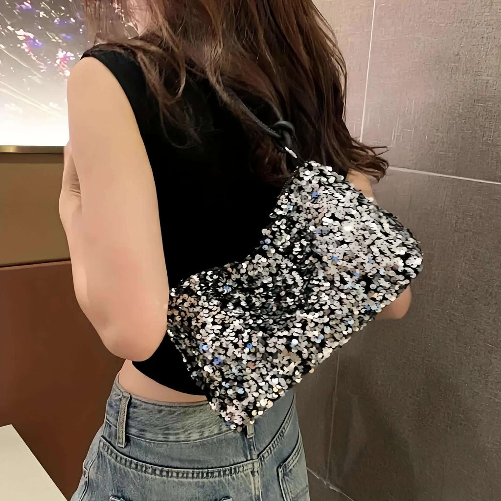 A Stylish Shoulder Bag For Women With Sequins, A Fashionable Handbag For Women With Sequins - With Shoulder Strap. A Very Eye-catching Bag For Fashionable Women With A Lot Of Personality. Large Capacity, With Zipper, Suitable For Various Occasions.