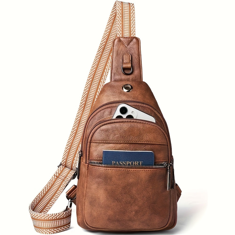 Unisex Stylish Sling Bag - Reversible PU Crossbody Pack for Travel, Hiking & Daily Use | Adjustable Strap, Anti-Theft Pocket, Lightweight 7.5x11.5in Hands-Free Organizer