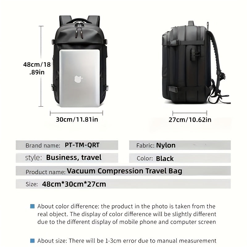 Vacuum Compression Travel Backpack, with ElectricAir Pump, Aviation, No Need for Checked Luggage, Large Capacity, Suitable for Suitcase Carrying, Easy to Clean, Ideal for Business Travel, Leisure Trips, And Daily Commuting, Unisex Essential