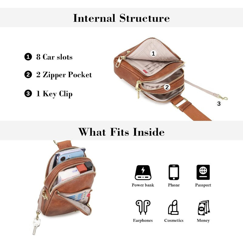 Women's RFID Blocking Anti-Theft Crossbody Sling Bag with Belt Bag - ic Closure Travel Purse, Adjustable Strap & Phone Holder Compatible, Multi-Compartment Bag for Credit Cards\u002FCash (Gift for Women)