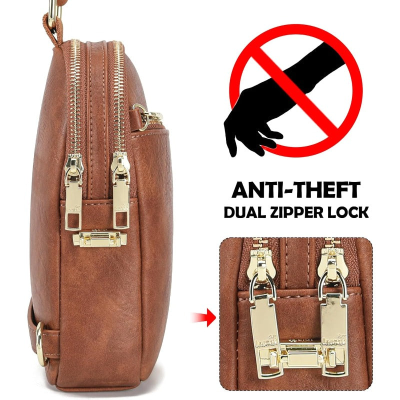 Women's RFID Blocking Anti-Theft Crossbody Sling Bag with Belt Bag - ic Closure Travel Purse, Adjustable Strap & Phone Holder Compatible, Multi-Compartment Bag for Credit Cards\u002FCash (Gift for Women)