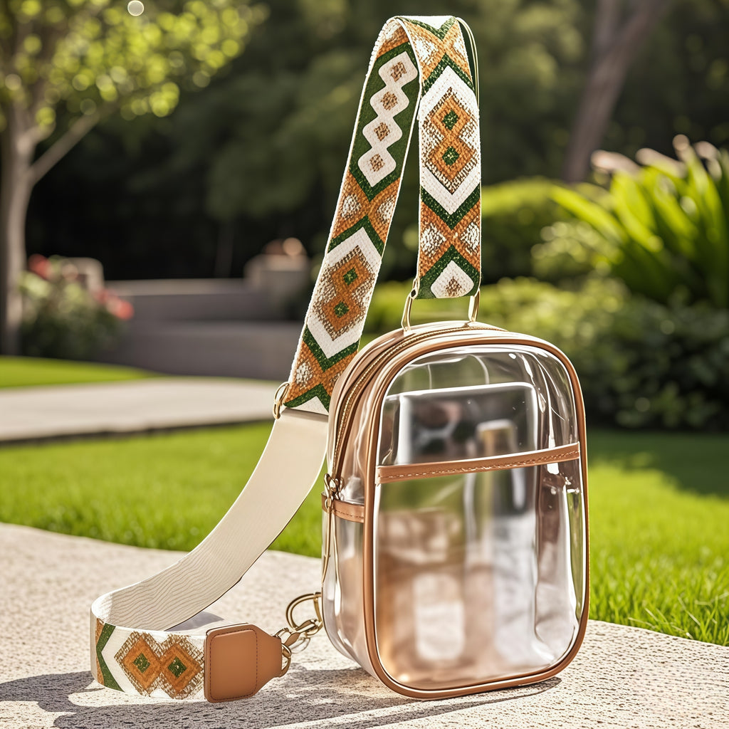 Stadium-Approved Premium Crossbody Bag with Adjustable Strap - Great for Concerts, Sports, And Outdoor Events - Durable, Easy to Clean, with Front Zip Pocket And Mesh Side Pockets - Perfect Gift for Women