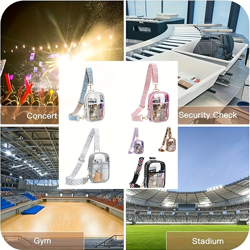 Stadium-Approved Premium Crossbody Bag with Adjustable Strap - Great for Concerts, Sports, And Outdoor Events - Durable, Easy to Clean, with Front Zip Pocket And Mesh Side Pockets - Perfect Gift for Women