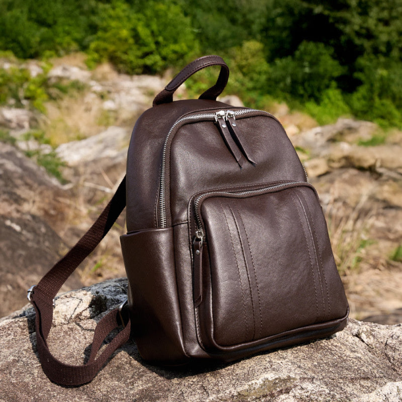 Women's Genuine Leather Backpack - Top Layer Cowhide Soft Bookbag with Large Capacity, Grain, Buckle Closure & Practical Pockets - Durable for,, Travel - Multi-Color Options (Suitable for,, Travel)