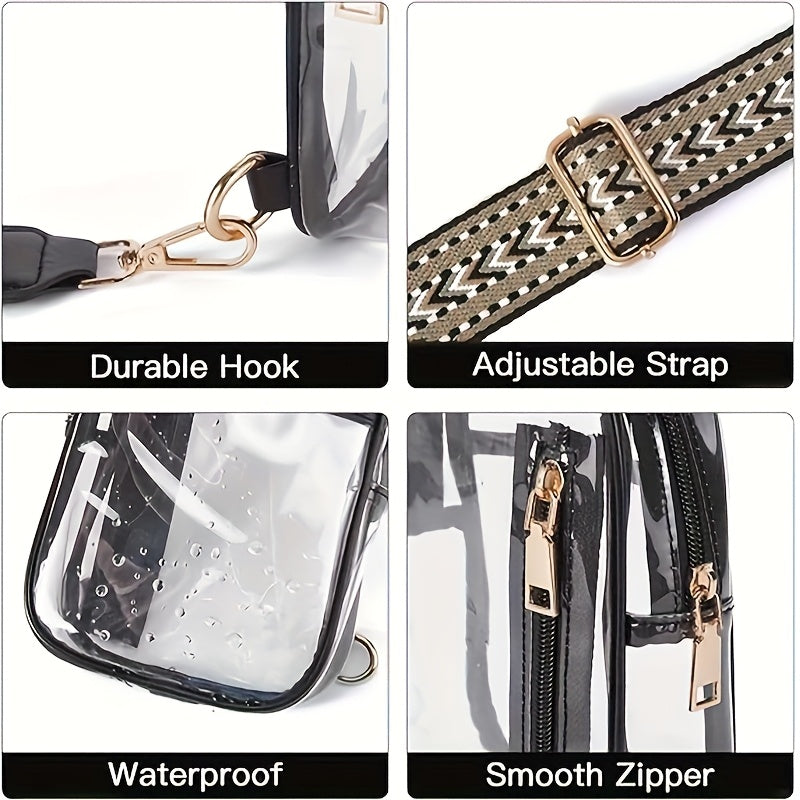 Stadium-Approved Premium Crossbody Bag with Adjustable Strap - Great for Concerts, Sports, And Outdoor Events - Durable, Easy to Clean, with Front Zip Pocket And Mesh Side Pockets - Perfect Gift for Women