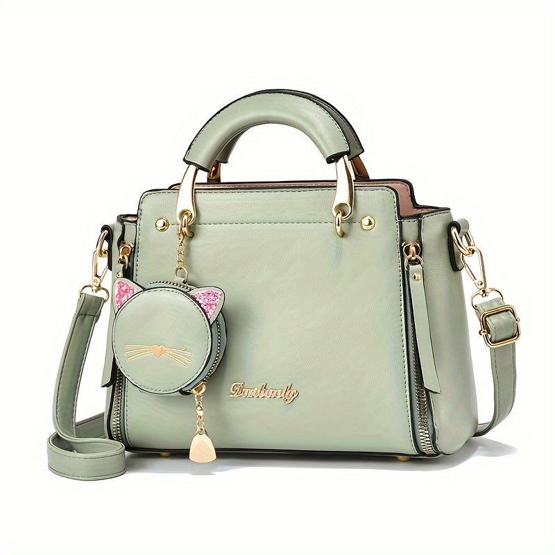 Small Purses And Handbags for Women 2025 New Ladies Top Handle Satchel Purses Girls Shoulder Bags Fashion Mini Totes Bags with Cute Kitten Pendant