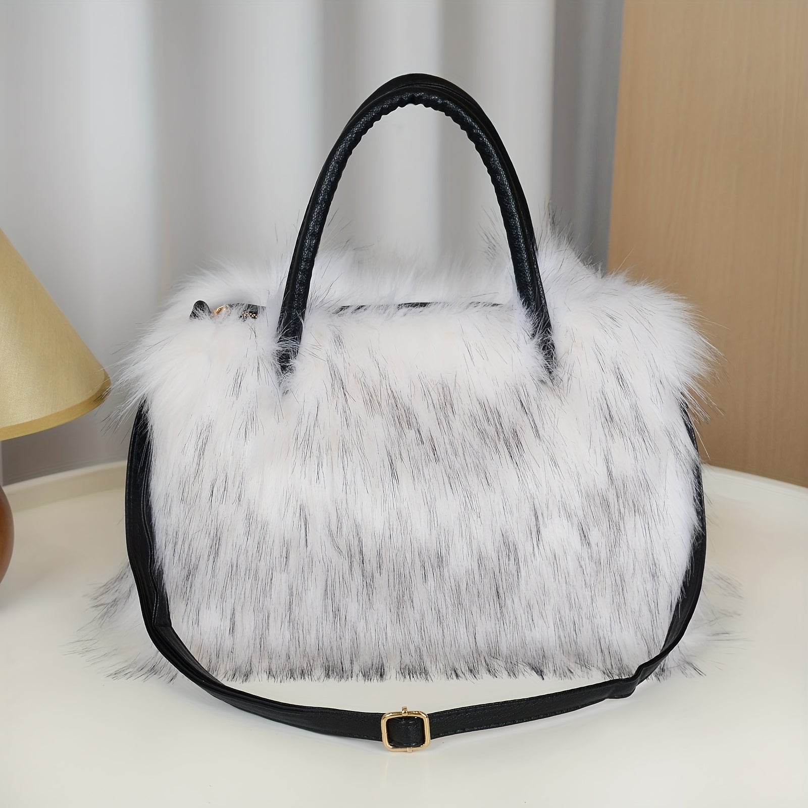 Women'S Plush Faux Mink Shoulder Bags | High-End Fashion Tote And Crossbody Bags in Five Colors:, Pink, Khaki, Silvery Grey, Green | Ideal Gifts for Girlfriend, Daughter, Mother | Solar Bloom Brand, Zipper Closure, Removable Strap Chance of Free Gift