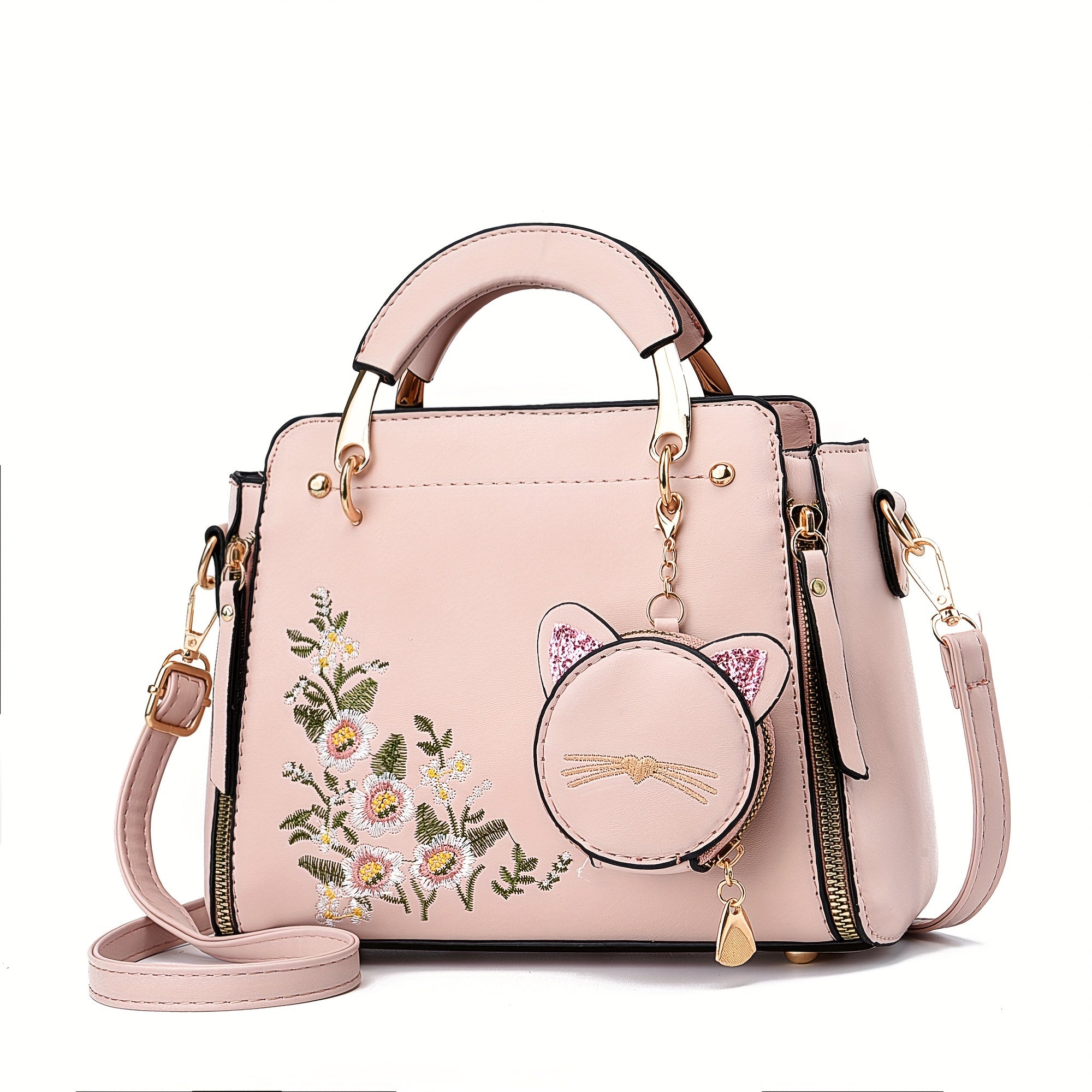 Small Purses And Handbags for Women 2025 New Ladies Top Handle Satchel Purses Girls Shoulder Bags Fashion Mini Totes Bags with Cute Kitten Pendant