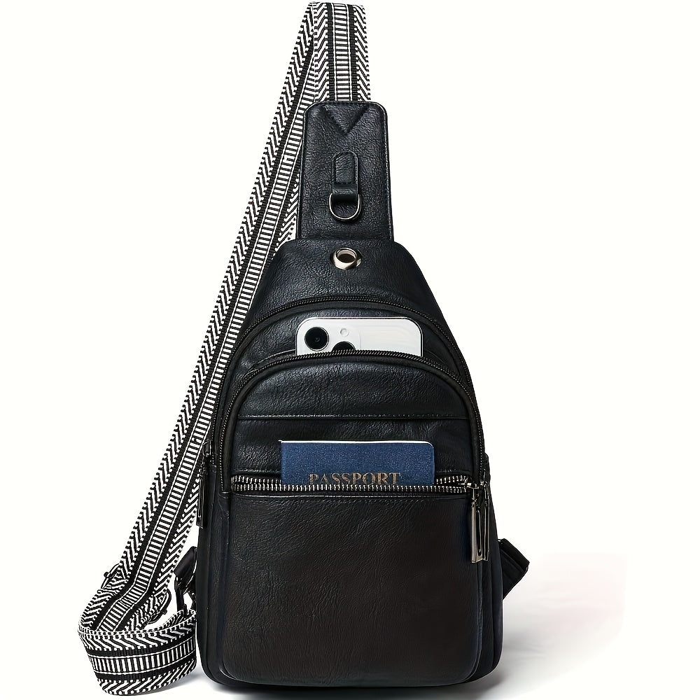 Unisex Stylish Sling Bag - Reversible PU Crossbody Pack for Travel, Hiking & Daily Use | Adjustable Strap, Anti-Theft Pocket, Lightweight 7.5x11.5in Hands-Free Organizer