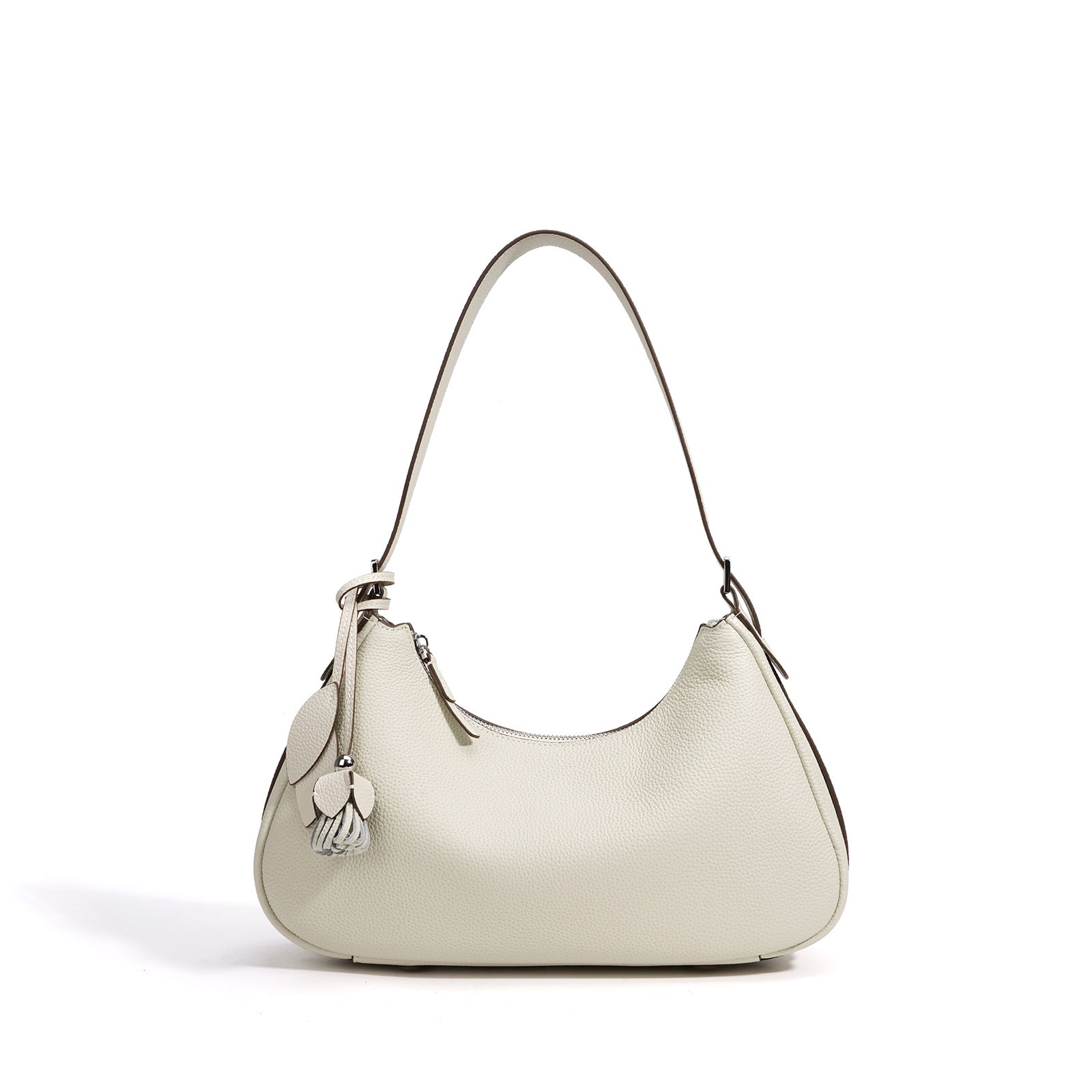 Niche Minimalist Design Underarm Bag for Women | First-layer Cowhide Crescent Bag, Candy-Colored, Handheld and Shoulder, Zipper Closure