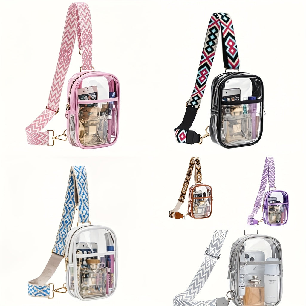 Stadium-Approved Premium Crossbody Bag with Adjustable Strap - Great for Concerts, Sports, And Outdoor Events - Durable, Easy to Clean, with Front Zip Pocket And Mesh Side Pockets - Perfect Gift for Women