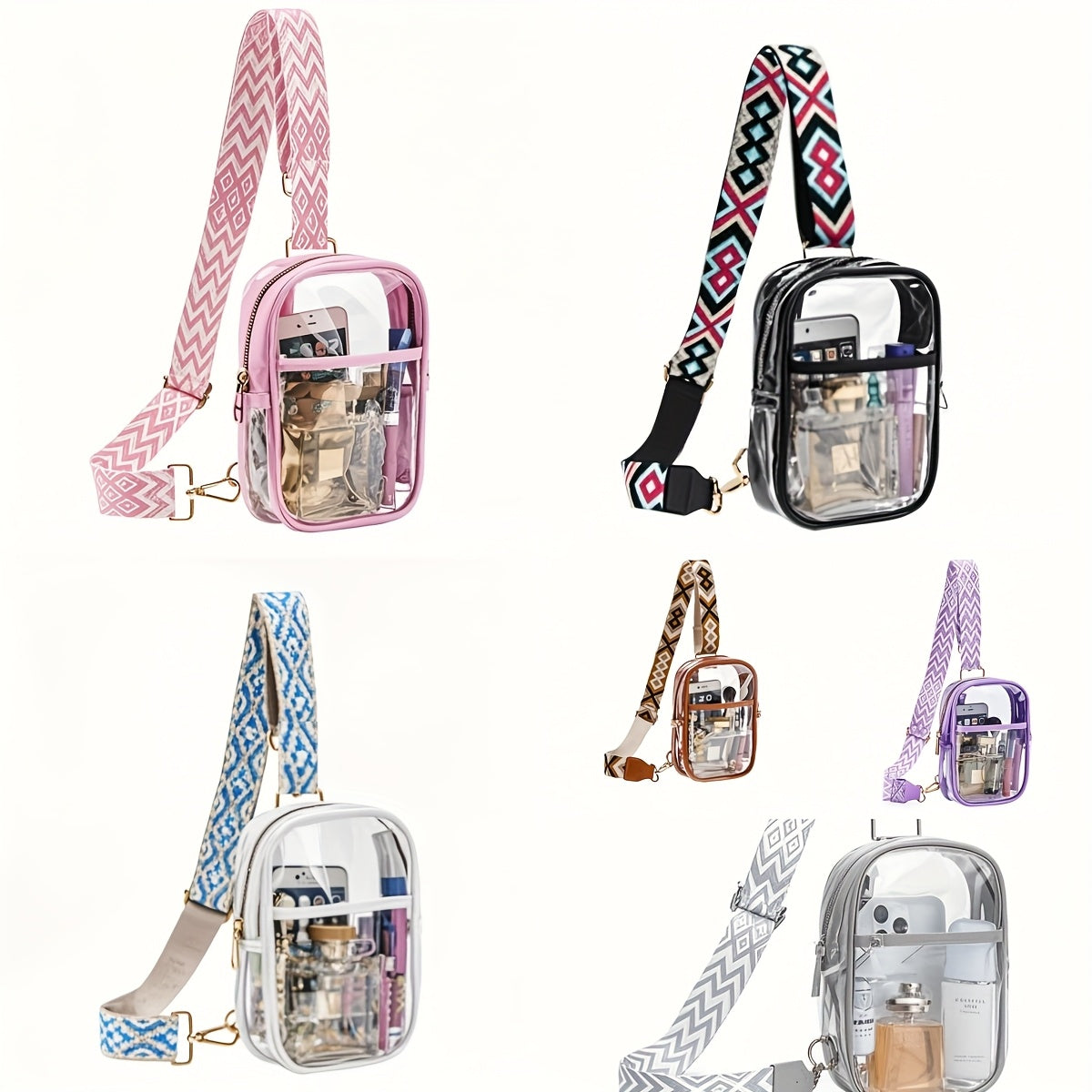 Stadium-Approved Premium Crossbody Bag with Adjustable Strap - Great for Concerts, Sports, And Outdoor Events - Durable, Easy to Clean, with Front Zip Pocket And Mesh Side Pockets - Perfect Gift for Women