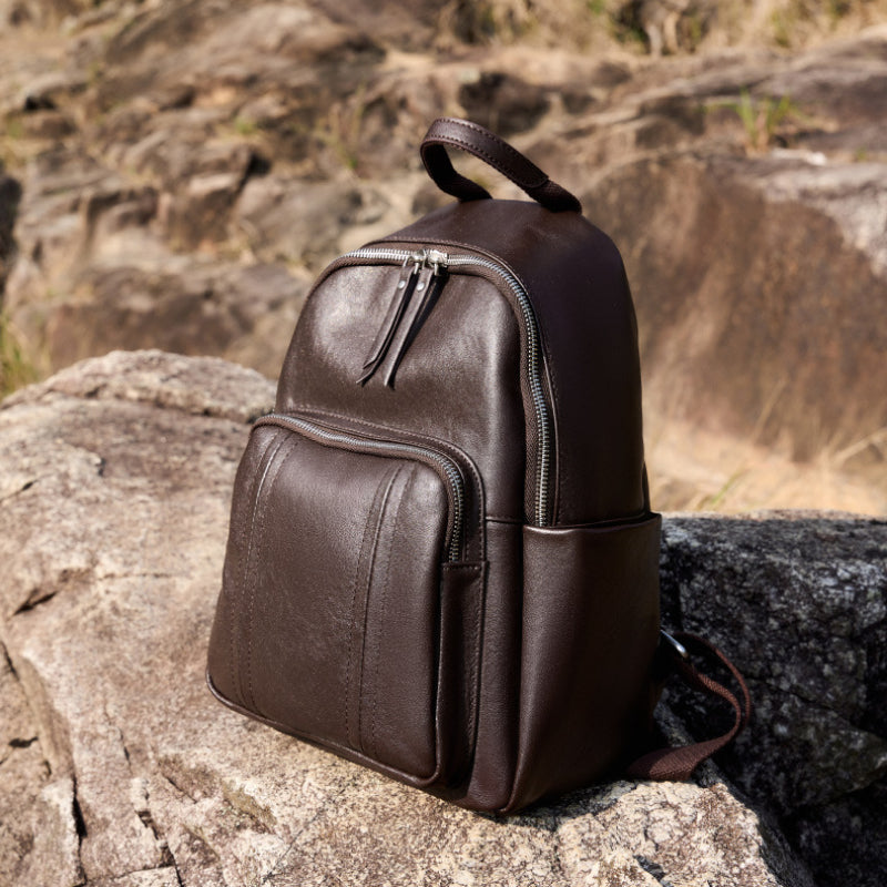 Women's Genuine Leather Backpack - Top Layer Cowhide Soft Bookbag with Large Capacity, Grain, Buckle Closure & Practical Pockets - Durable for,, Travel - Multi-Color Options (Suitable for,, Travel)