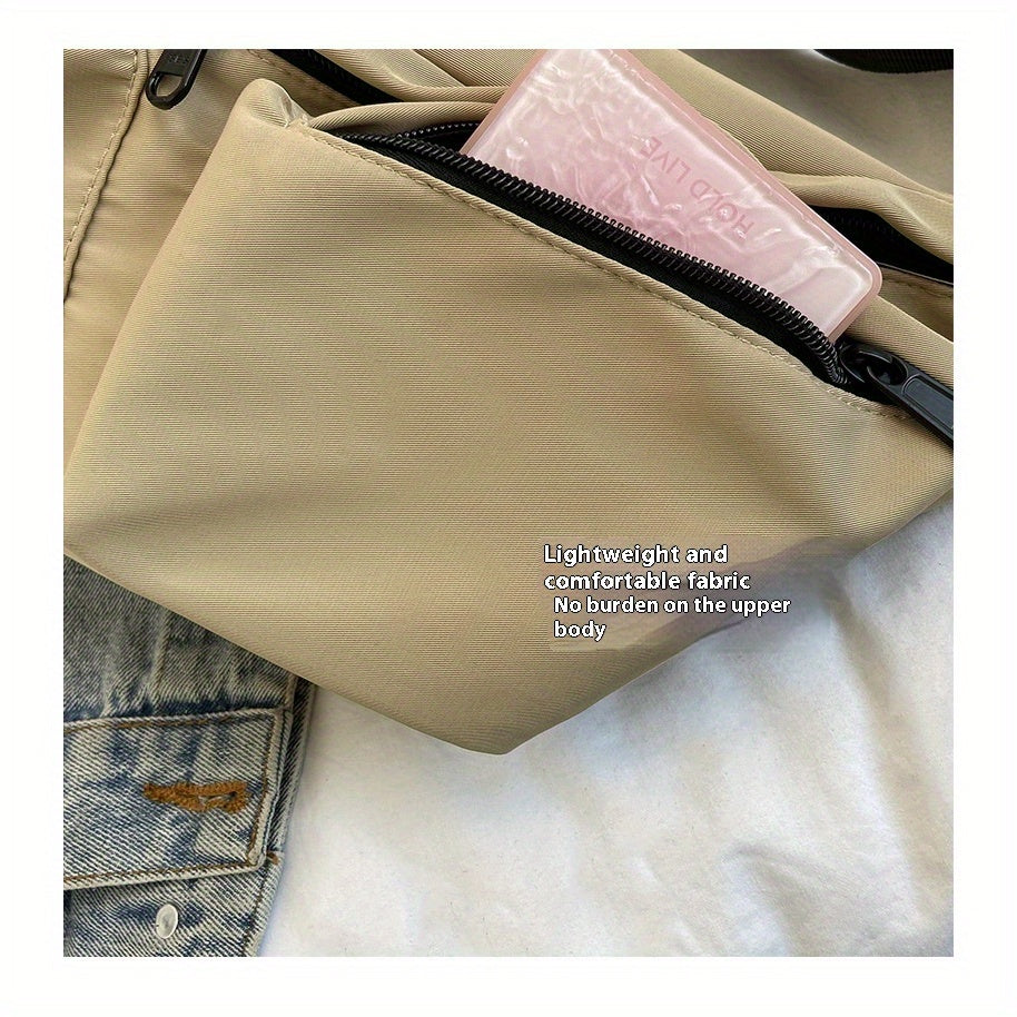 Trendy Ins Sports Small Crossbody Bag 2025 Spring New Versatile Ins Solid Color Single Shoulder Small Crossbody Bag Chest Bag Waist Bag Women