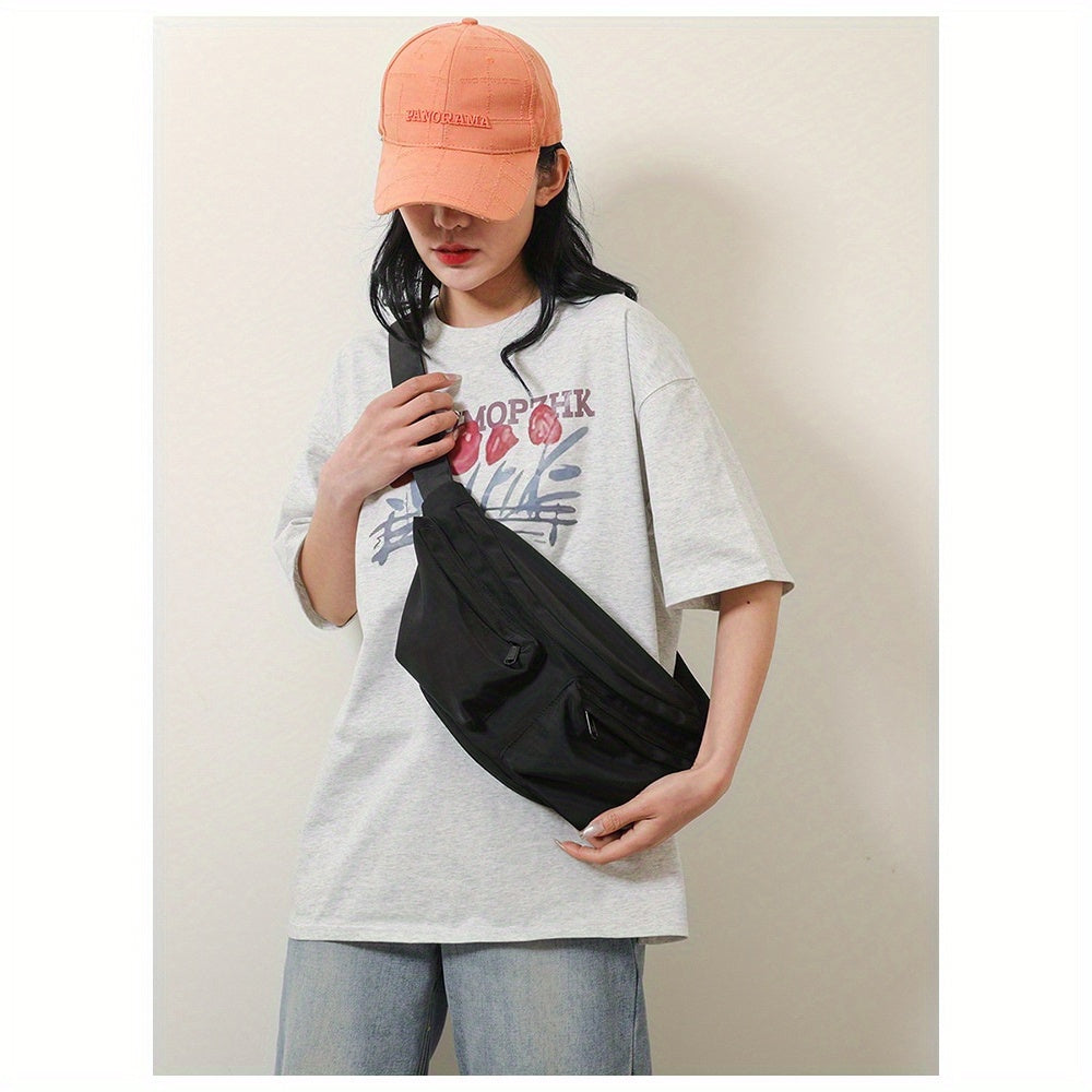 Trendy Ins Sports Small Crossbody Bag 2025 Spring New Versatile Ins Solid Color Single Shoulder Small Crossbody Bag Chest Bag Waist Bag Women