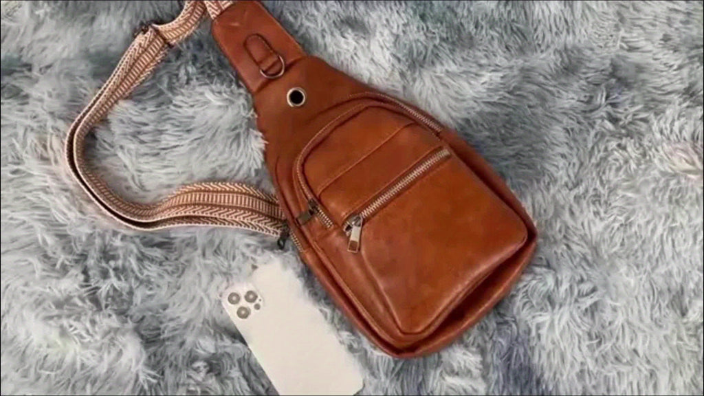 Unisex Stylish Sling Bag - Reversible PU Crossbody Pack for Travel, Hiking & Daily Use | Adjustable Strap, Anti-Theft Pocket, Lightweight 7.5x11.5in Hands-Free Organizer