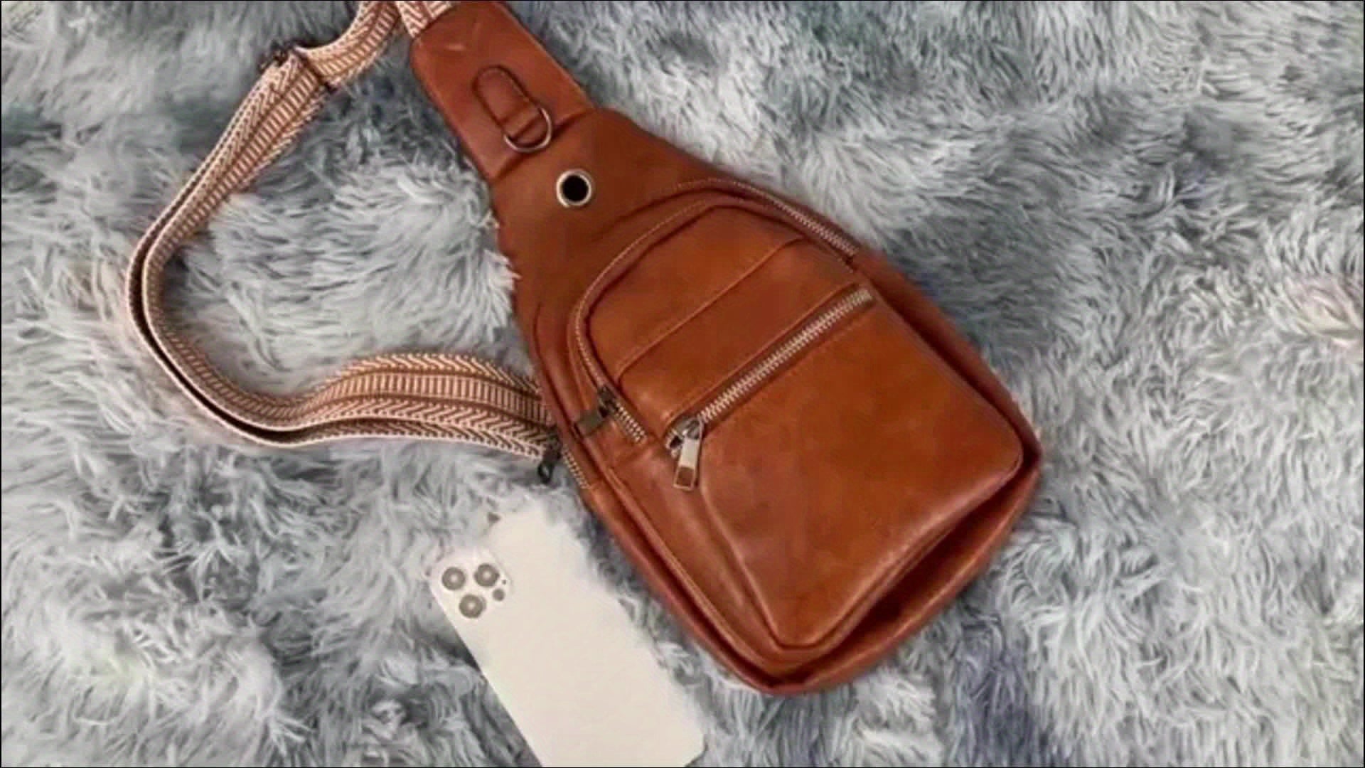 Unisex Stylish Sling Bag - Reversible PU Crossbody Pack for Travel, Hiking & Daily Use | Adjustable Strap, Anti-Theft Pocket, Lightweight 7.5x11.5in Hands-Free Organizer