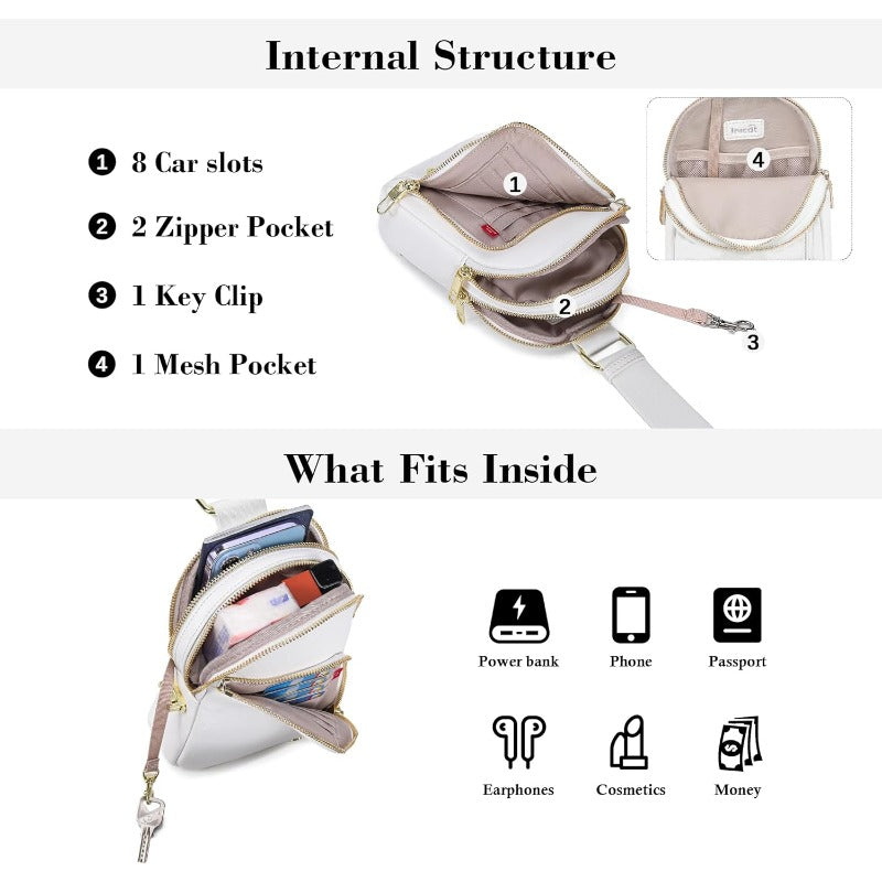 Women's RFID Blocking Anti-Theft Crossbody Sling Bag with Belt Bag - ic Closure Adjustable Strap, 8-Card Holder & D-Ring Sliding System, Spacious Travel Purse for Credit Cards\u002FPhone (Gift for Women) -