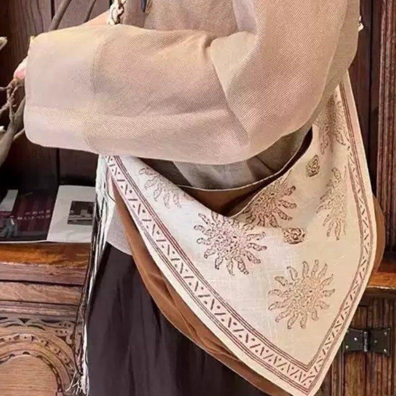 Single-Shoulder Crossbody Bag for Women in Bohemian Style, with Fringed Linen