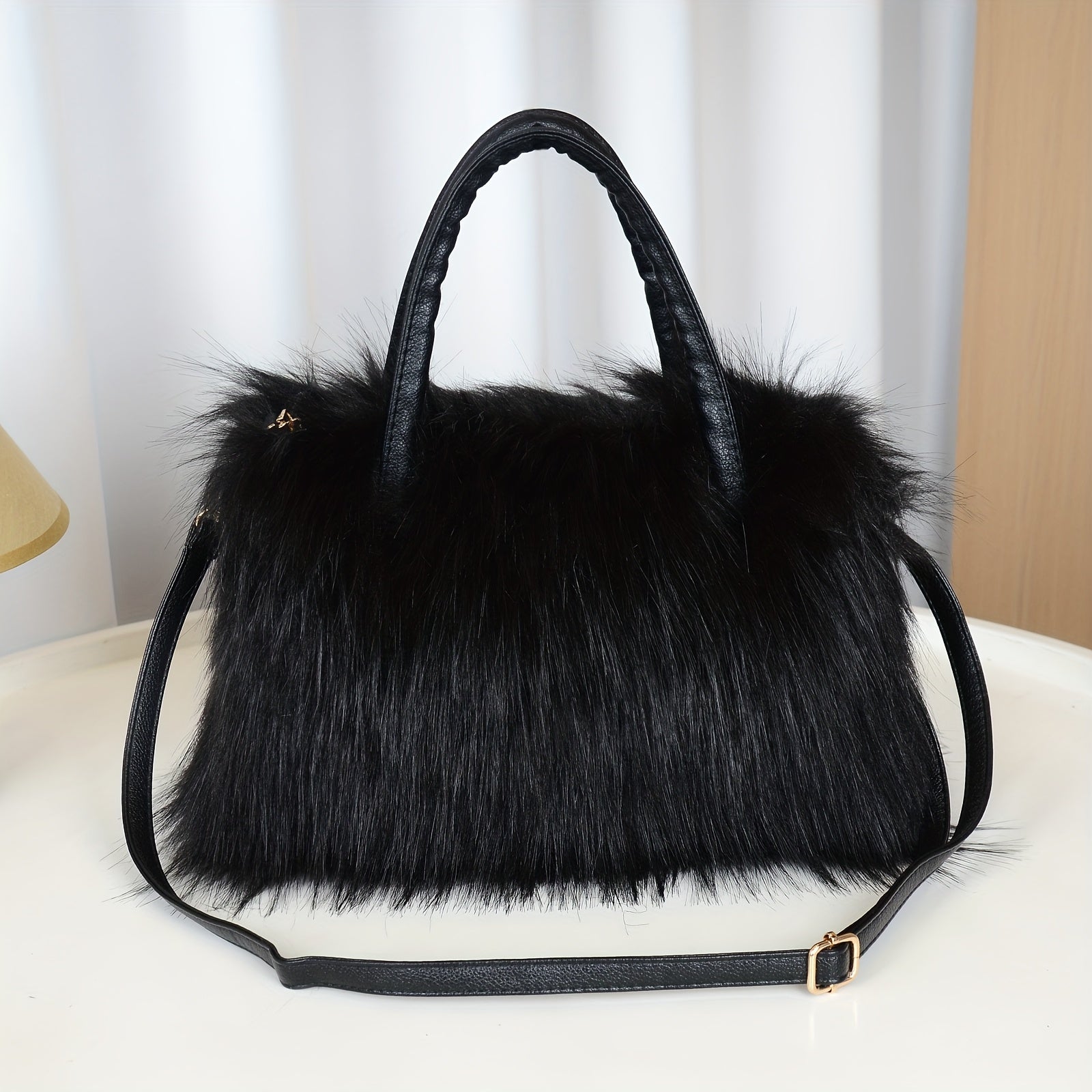 Women'S Plush Faux Mink Shoulder Bags | High-End Fashion Tote And Crossbody Bags in Five Colors:, Pink, Khaki, Silvery Grey, Green | Ideal Gifts for Girlfriend, Daughter, Mother | Solar Bloom Brand, Zipper Closure, Removable Strap Chance of Free Gift