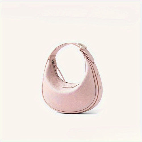 2025 Spring Summer Women'S Crossbody Bag - Half-Moon Adjustable Strap, Lightweight with Zipper Closure, Pink\u002FWhite\u002FBlack Casual Handbag for Casual Attire, Crossbody Purse, Versatile Fashion Accessory, Modern Accessory, Textured Finish