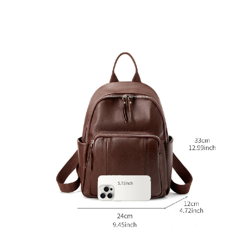 Women's Genuine Leather Backpack - Top Layer Cowhide Soft Bookbag with Large Capacity, Grain, Buckle Closure & Practical Pockets - Durable for,, Travel - Multi-Color Options (Suitable for,, Travel)