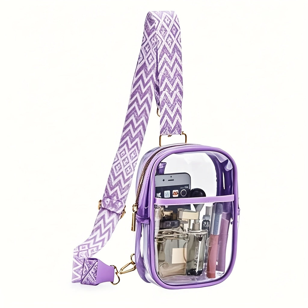 Stadium-Approved Premium Crossbody Bag with Adjustable Strap - Great for Concerts, Sports, And Outdoor Events - Durable, Easy to Clean, with Front Zip Pocket And Mesh Side Pockets - Perfect Gift for Women