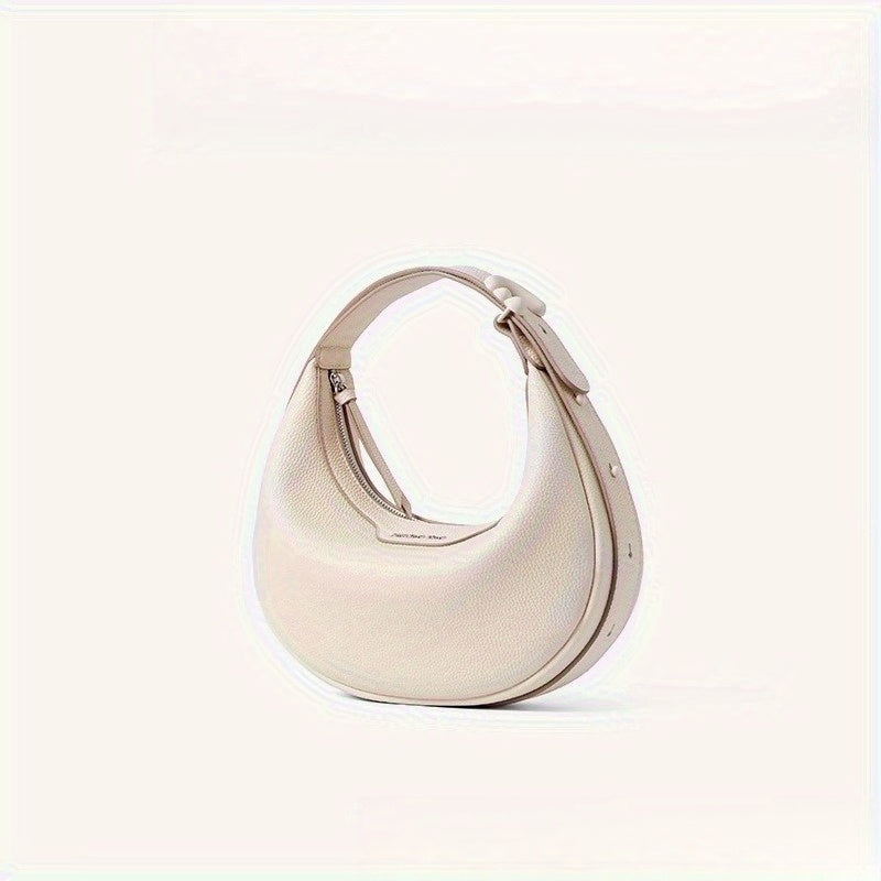 2025 Spring Summer Women'S Crossbody Bag - Half-Moon Adjustable Strap, Lightweight with Zipper Closure, Pink\u002FWhite\u002FBlack Casual Handbag for Casual Attire, Crossbody Purse, Versatile Fashion Accessory, Modern Accessory, Textured Finish