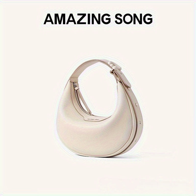 2025 Spring Summer Women'S Crossbody Bag - Half-Moon Adjustable Strap, Lightweight with Zipper Closure, Pink\u002FWhite\u002FBlack Casual Handbag for Casual Attire, Crossbody Purse, Versatile Fashion Accessory, Modern Accessory, Textured Finish