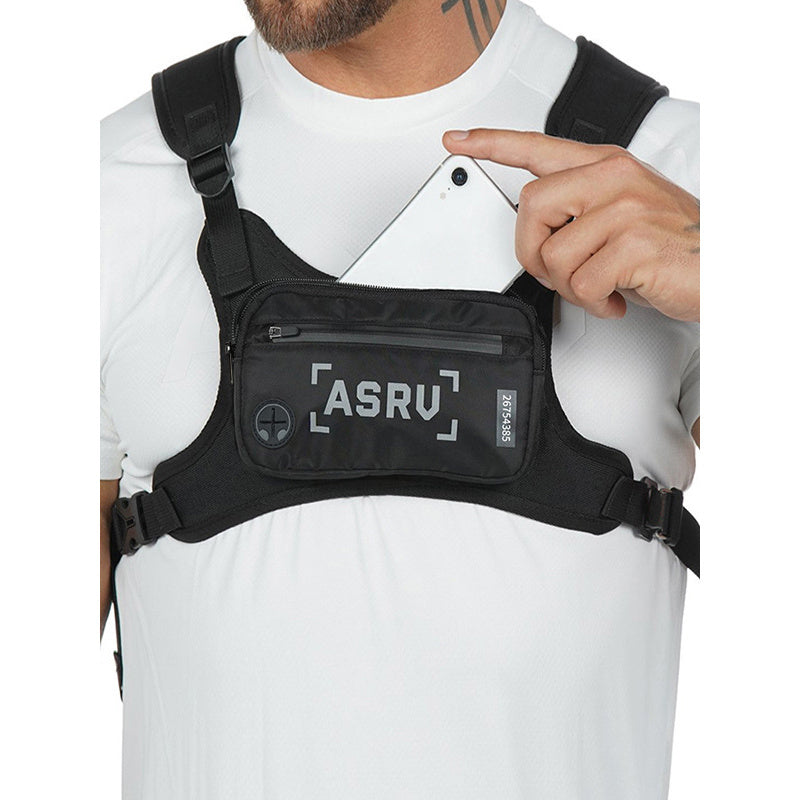 Men's Lightweight Chest Bag, Running, Cycling, Hiking, and Skiing, Reflective, Adjustable Vest