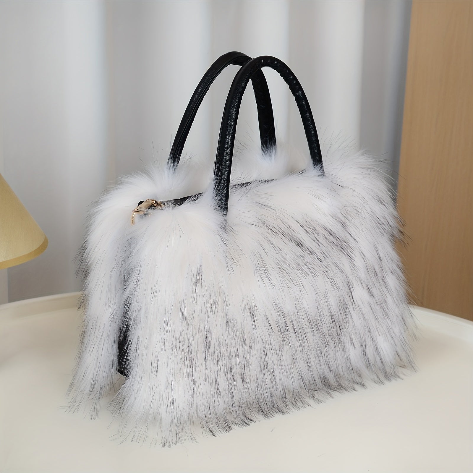 Women'S Plush Faux Mink Shoulder Bags | High-End Fashion Tote And Crossbody Bags in Five Colors:, Pink, Khaki, Silvery Grey, Green | Ideal Gifts for Girlfriend, Daughter, Mother | Solar Bloom Brand, Zipper Closure, Removable Strap Chance of Free Gift