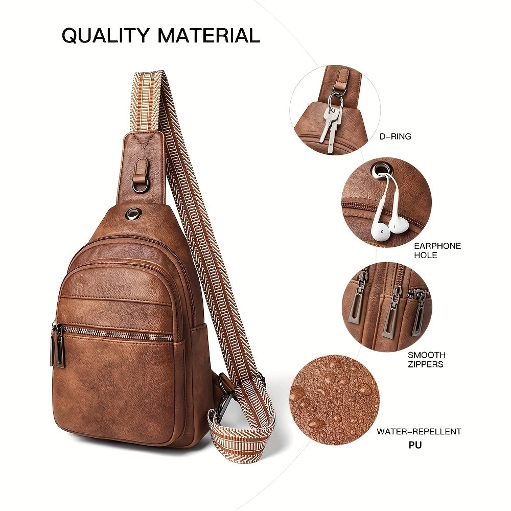 Unisex Stylish Sling Bag - Reversible PU Crossbody Pack for Travel, Hiking & Daily Use | Adjustable Strap, Anti-Theft Pocket, Lightweight 7.5x11.5in Hands-Free Organizer