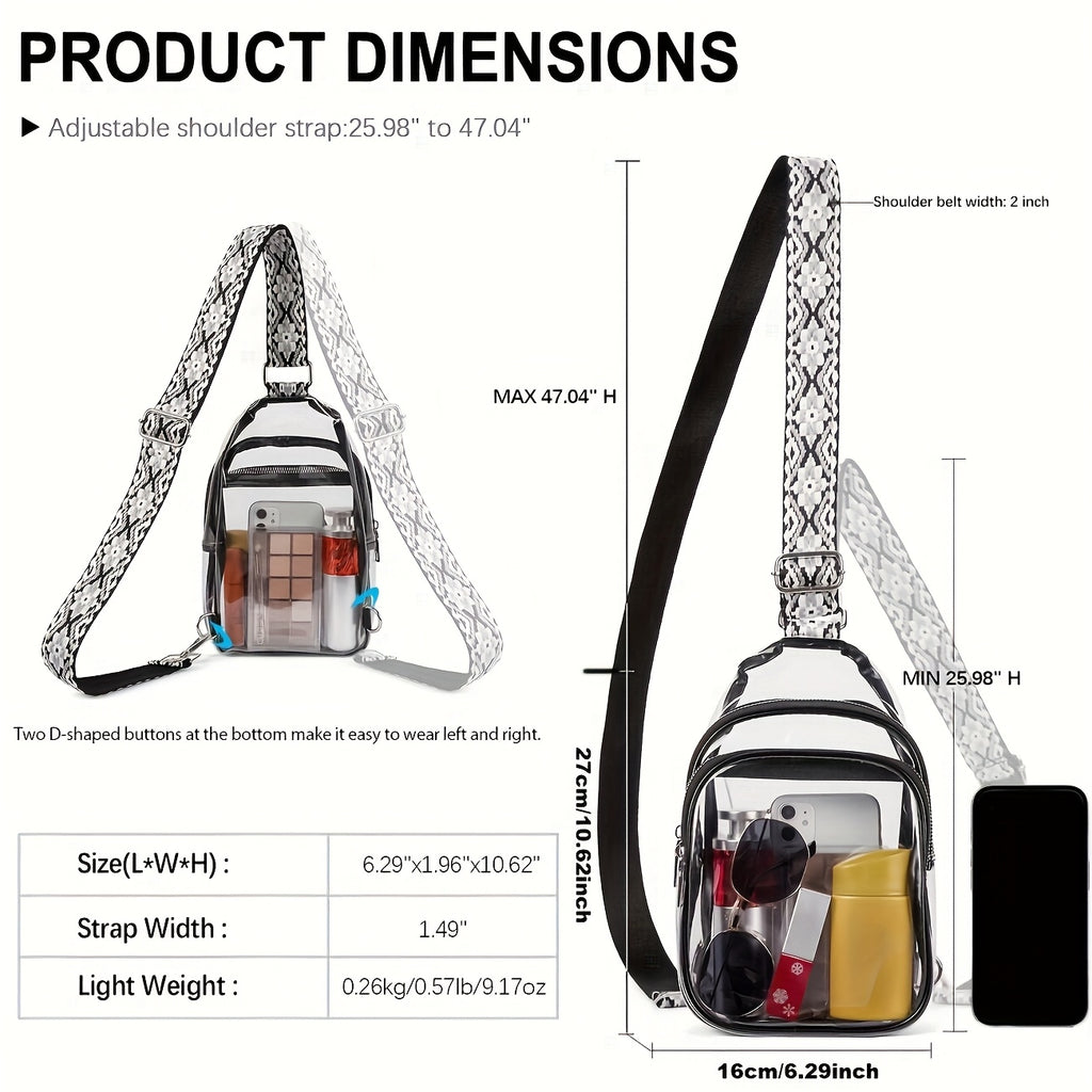 Stadium-Approved Premium Crossbody Bag with Adjustable Strap - Great for Concerts, Sports, And Outdoor Events - Durable, Easy to Clean, with Front Zip Pocket And Mesh Side Pockets - Perfect Gift for Women