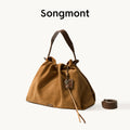 Songmont Songbaina Tote Bag | Suede, Large-Capacity, Genuine Leather, Khaki, Zipper Closure, Machine Washable