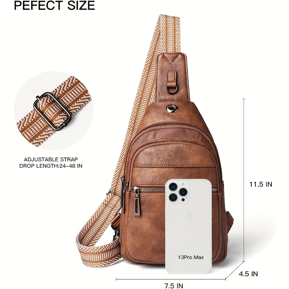 Unisex Stylish Sling Bag - Reversible PU Crossbody Pack for Travel, Hiking & Daily Use | Adjustable Strap, Anti-Theft Pocket, Lightweight 7.5x11.5in Hands-Free Organizer