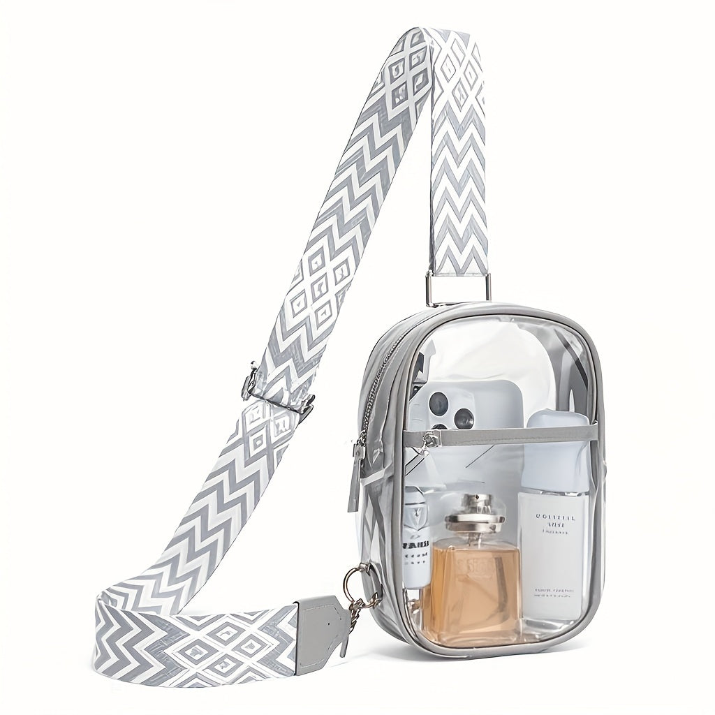 Stadium-Approved Premium Crossbody Bag with Adjustable Strap - Great for Concerts, Sports, And Outdoor Events - Durable, Easy to Clean, with Front Zip Pocket And Mesh Side Pockets - Perfect Gift for Women