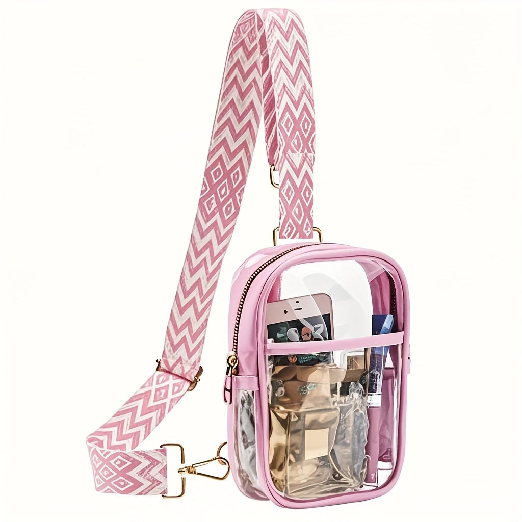 Stadium-Approved Premium Crossbody Bag with Adjustable Strap - Great for Concerts, Sports, And Outdoor Events - Durable, Easy to Clean, with Front Zip Pocket And Mesh Side Pockets - Perfect Gift for Women