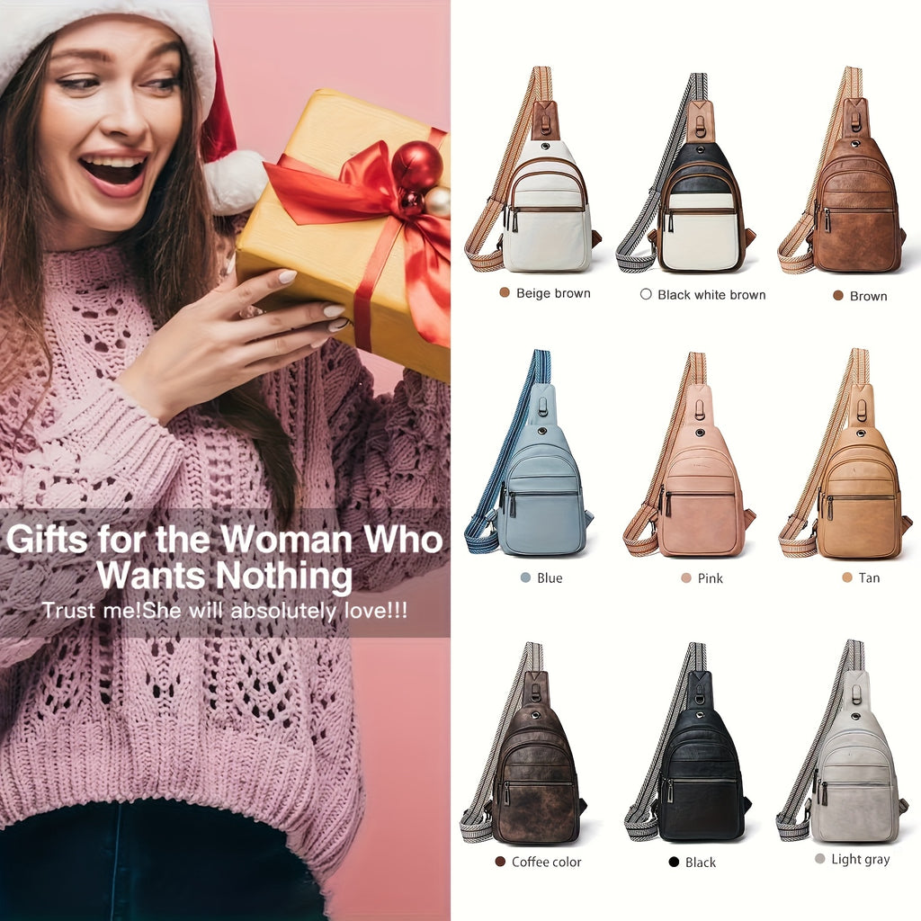 Unisex Stylish Sling Bag - Reversible PU Crossbody Pack for Travel, Hiking & Daily Use | Adjustable Strap, Anti-Theft Pocket, Lightweight 7.5x11.5in Hands-Free Organizer