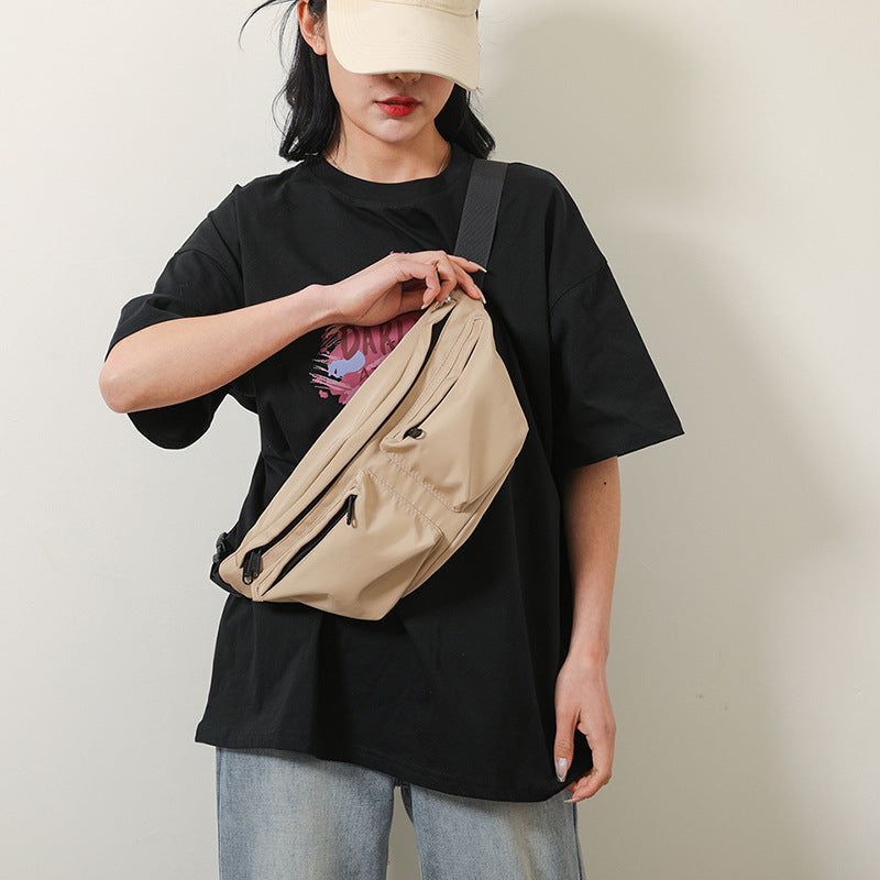 Trendy Ins Sports Small Crossbody Bag 2025 Spring New Versatile Ins Solid Color Single Shoulder Small Crossbody Bag Chest Bag Waist Bag Women