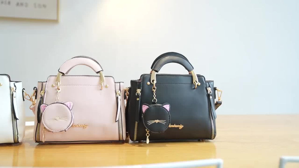 Small Purses And Handbags for Women 2025 New Ladies Top Handle Satchel Purses Girls Shoulder Bags Fashion Mini Totes Bags with Cute Kitten Pendant