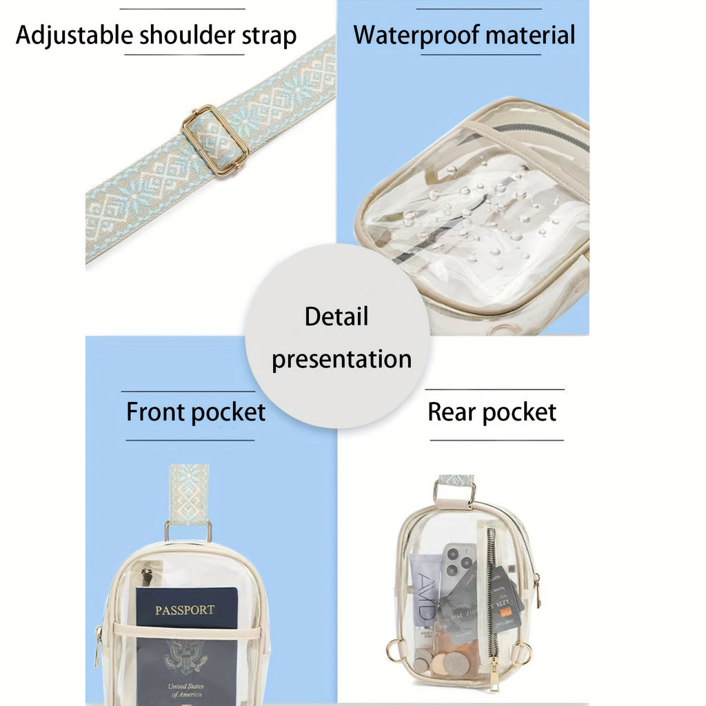 Stadium-Approved Premium Crossbody Bag with Adjustable Strap - Great for Concerts, Sports, And Outdoor Events - Durable, Easy to Clean, with Front Zip Pocket And Mesh Side Pockets - Perfect Gift for Women